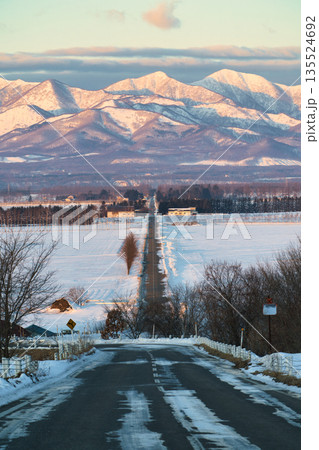 冬の山へ続く道 冬の山へ続く道 135524692