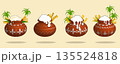 Four Decorated Pongal Clay Pots with Overflowing Rice, Traditional Festival Illustration 135524818