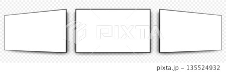 Realistic tv screen. TV screen mockup. Television display on three sides with blank screen. 135524932