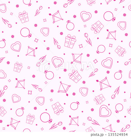 Valentine's day seamless pattern with holidays decoration. Happy Valentines day background. Valentine's day seamless pattern with holidays decoration. Happy Valentines day background. 135524934