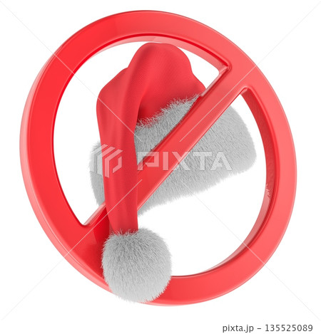 Santa hat with forbidden symbol. 3D rendering 135525089