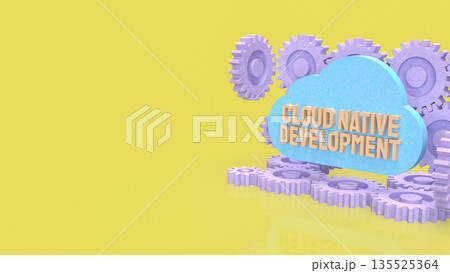 Cloud Native Development Workflow with Automation Gears Concept 3d render. Cloud Native Development Workflow with Automation Gears Concept 3d render. 135525364