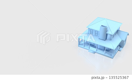 Minimal Blue House Model for Real Estate Concept Design 3d render. Minimal Blue House Model for Real Estate Concept Design 3d render. 135525367