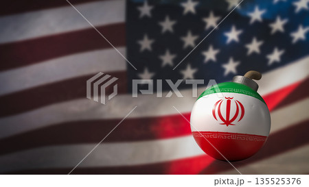 Geopolitical Tension Between United States and Iran Conflict Concept 3d render. Geopolitical Tension Between United States and Iran Conflict Concept 3d render. 135525376