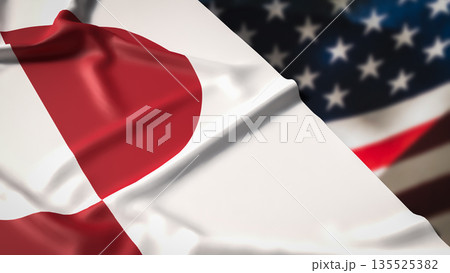 Greenland and United States Diplomatic Relations and Geopolitical Alliance Concept 3D render. 135525382