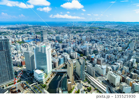 ランドマークタワーから見下ろした横浜街 135525930