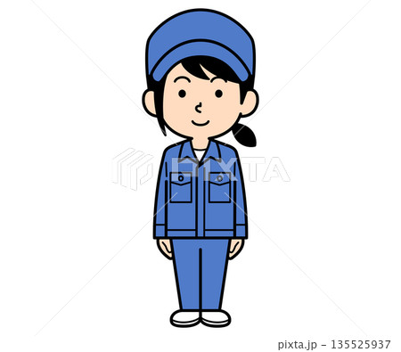 シンプルな作業員の女性 135525937