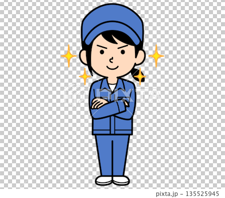 自信満々なシンプルな作業員の女性 自信満々なシンプルな作業員の女性 135525945