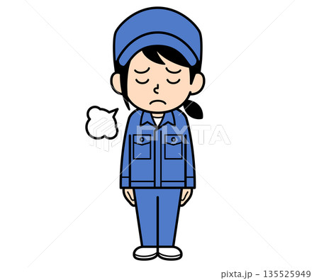 ため息をつくシンプルな作業員の女性 135525949