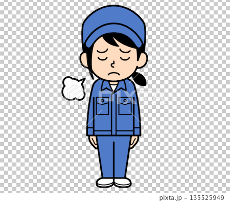 ため息をつくシンプルな作業員の女性 135525949