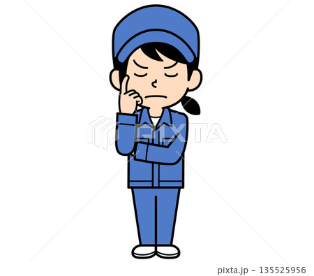 思案するシンプルな作業員の女性性 135525956