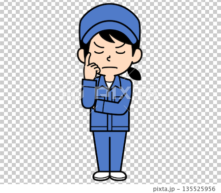 思案するシンプルな作業員の女性性 135525956