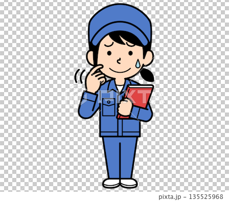 一個拿著文件、情緒激動的普通女工 135525968