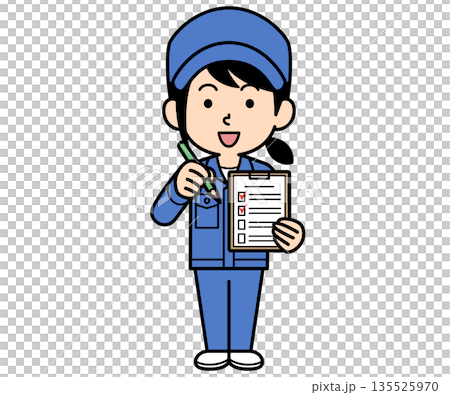 一位普通的女工正在填寫一份清單 135525970