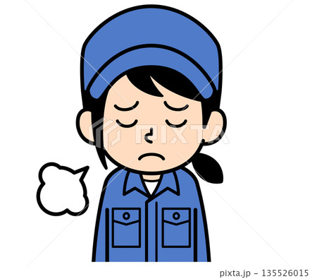 ため息をつくシンプルな作業員の女性 135526015