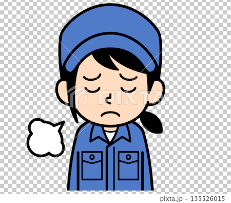 ため息をつくシンプルな作業員の女性 135526015