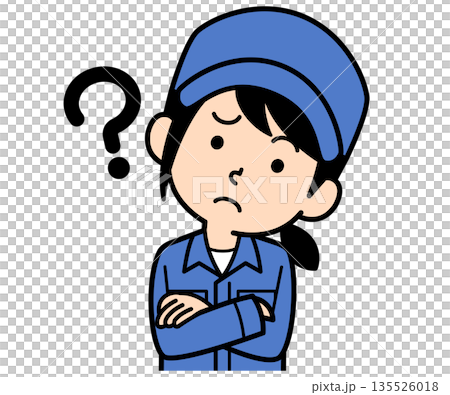 疑問に思うシンプルな作業員の女性 疑問に思うシンプルな作業員の女性 135526018