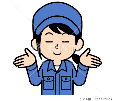 白々しいシンプルな作業員の女性 135526023