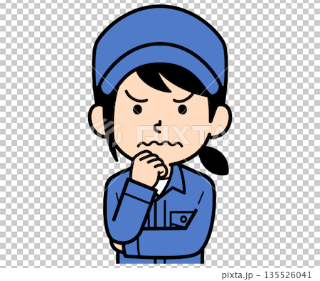 A simple worker woman who is worried 135526041