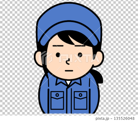 じっと見つめるシンプルな作業員の女性 135526048