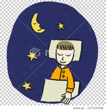 男孩早早睡覺的插圖 男孩早早睡覺的插圖 135526568