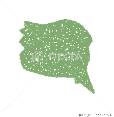 Green wavy speech bubble in crayon scribble style. Organic rectangle form sketched as a message graphic, bold texture with hand drawn sketch for abstract and comment design use. 135526804