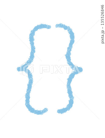 Hand drawn blue crayon curly bracket font punctuation. Curly brackets and chalk icon as unique symbol and sketch character. Distinct blue element for font character, creative art, or symbol 135526846
