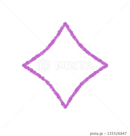 Magic crayon star outline and burst icon in purple. Sparkle element with glow pattern adds shine to the firework style. Artistic and festive style ideal for creative holiday themes. 135526847