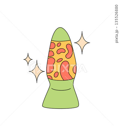 Groovy y2k cartoon lava lamp sticker in funky psychedelic and colorful style. Playful retro element with music and graphic vibe. Vibrant sticker perfect for creative projects or trendy accents. Groovy y2k cartoon lava lamp sticker in funky psychedelic and colorful style. Playful retro element with music and graphic vibe. Vibrant sticker perfect for creative projects or trendy accents. 135526880