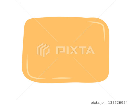 Hand drawn organic wavy badge shape in soft orange as modern abstract form. Rectangle with fluid contour and blob background serves as creative text element or memo in simple concept for card or 135526934