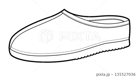 House clog sandal shoe women single line. Closed toe rubber slipper for shower spa pool use. Technical fashion  135527036