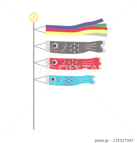 風で泳ぐ鯉のぼり 135527387