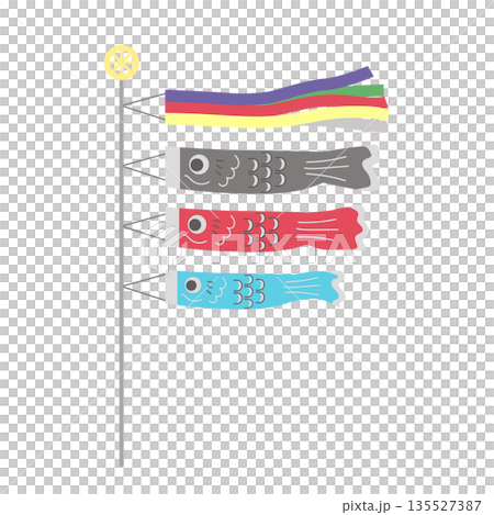 風で泳ぐ鯉のぼり 135527387