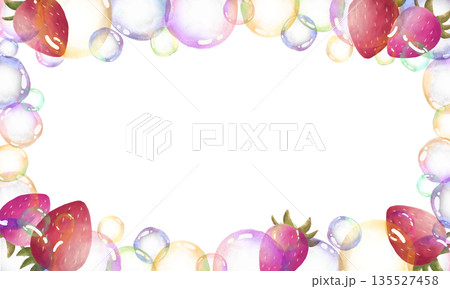 苺とシャボン玉のフレームイラスト 135527458