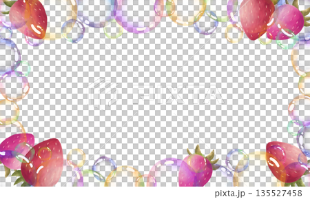 苺とシャボン玉のフレームイラスト 135527458