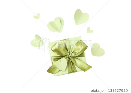 Hearts around gift box for Women's Day, isolated, PNG 135527930