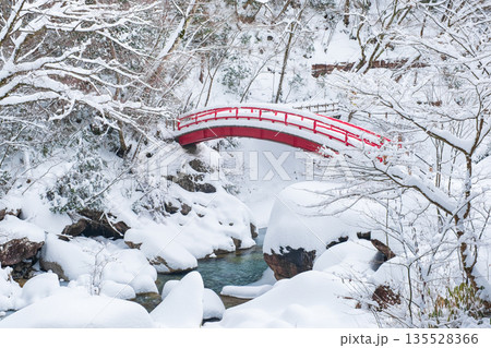 夕森渓谷（冬）：もみじ橋 135528366