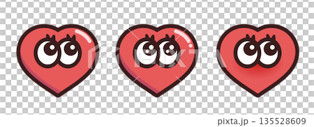 Cute character illustration with red heart and eyes Cute character illustration with red heart and eyes 135528609