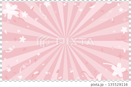 Spring sunburst cherry blossom background illustration Spring sunburst cherry blossom background illustration 135529116