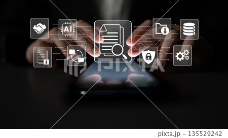 Digital document management and AI integration system concept Parse 135529242