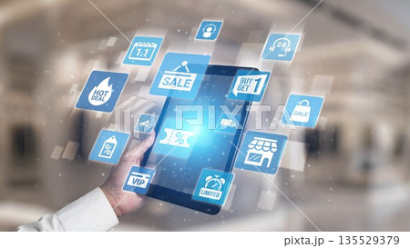 Sale and promotion icons for marketing and e-commerce business Gist 135529379