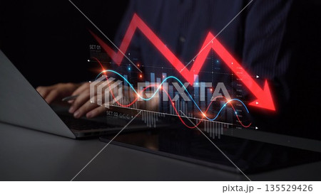 Economic Crisis with Financial Downtrend Arrow and Volatile Market Graph Muxer Economic Crisis with Financial Downtrend Arrow and Volatile Market Graph Muxer 135529426