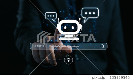 AI Assistant Chatbot Interface with Voice Command and Smart Search Elide 135529546