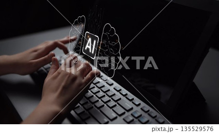 AI Brain Processing Data with Generative Artificial Intelligence Concept Muxer 135529576