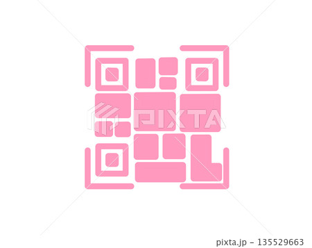 シンプルQRコードアイコン(ピンク) シンプルQRコードアイコン(ピンク) 135529663