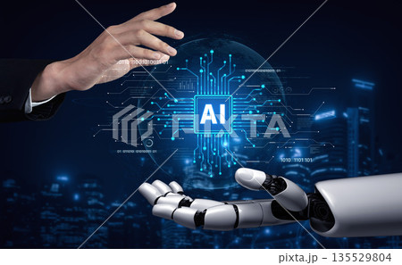 AI Brain Processing Data with Generative Intelligence Visualization Spline 135529804