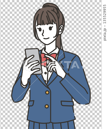 スマホをする女子高校生 135529955