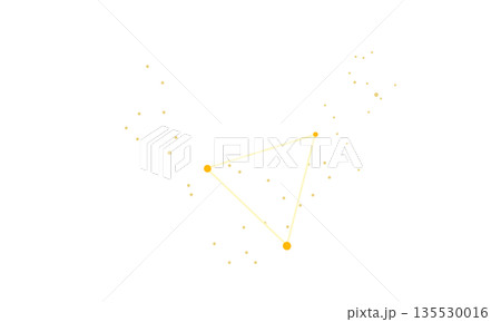 春の大三角のイラスト（黄色い星のみで連結線なし、大三角線あり） 135530016