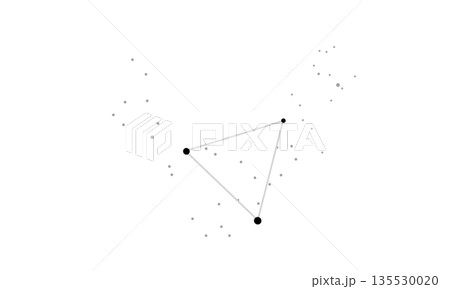 春の大三角のイラスト（モノクロの星のみで連結線なし、大三角線あり） 135530020