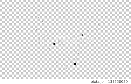 春の大三角のイラスト（モノクロの星のみで連結線なし、大三角線あり） 135530020
